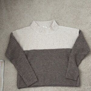 Eesome Cream and Brown Cowl Neck Sweater